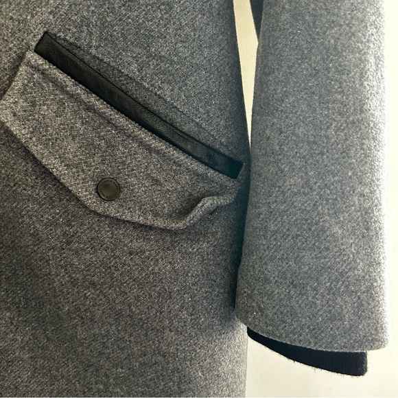 Andrew Marc Graphite Gray Wool Fox Fur Leather Trim Hooded Lined Peacoat Size 4 - Picture 3 of 12